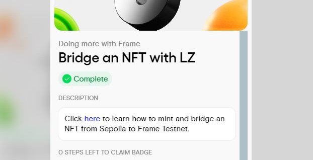 کوئست شماره 5 FRAME Bridge an NFT with LZ